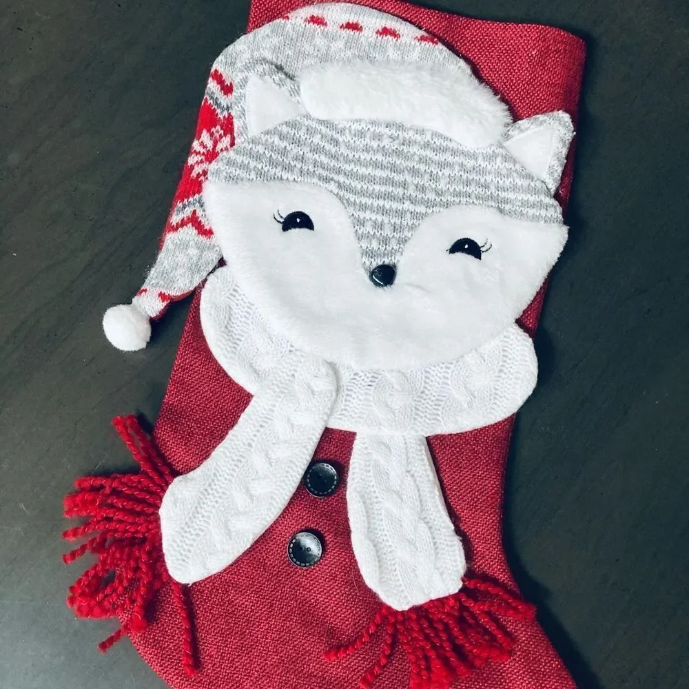 Christmas Farmhouse Fox Stocking